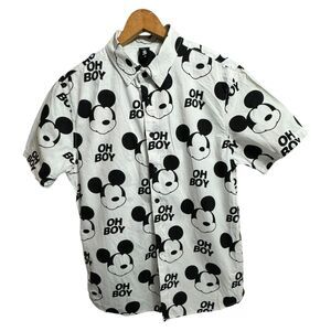 Neff Disney "Oh Boy" Mickey Face Allover Print Button-Down Shirt - Size M